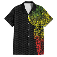 Hawaiian Traditional Tattoos Family Matching Long Sleeve Bodycon Dress and Hawaiian Shirt Kakau Tribal Tropical Plant Motif Kanaka Maoli Flag Color Inspired LT03 Dad's Shirt - Short Sleeve Multicolor - Polynesian Pride
