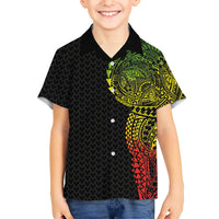 Hawaiian Traditional Tattoos Family Matching Mermaid Dress and Hawaiian Shirt Kakau Tribal Tropical Plant Motif Kanaka Maoli Flag Color Inspired LT03 Son's Shirt Multicolor - Polynesian Pride