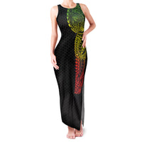 Hawaiian Traditional Tattoos Family Matching Tank Maxi Dress and Hawaiian Shirt Kakau Tribal Tropical Plant Motif Kanaka Maoli Flag Color Inspired LT03 Mom's Dress Multicolor - Polynesian Pride