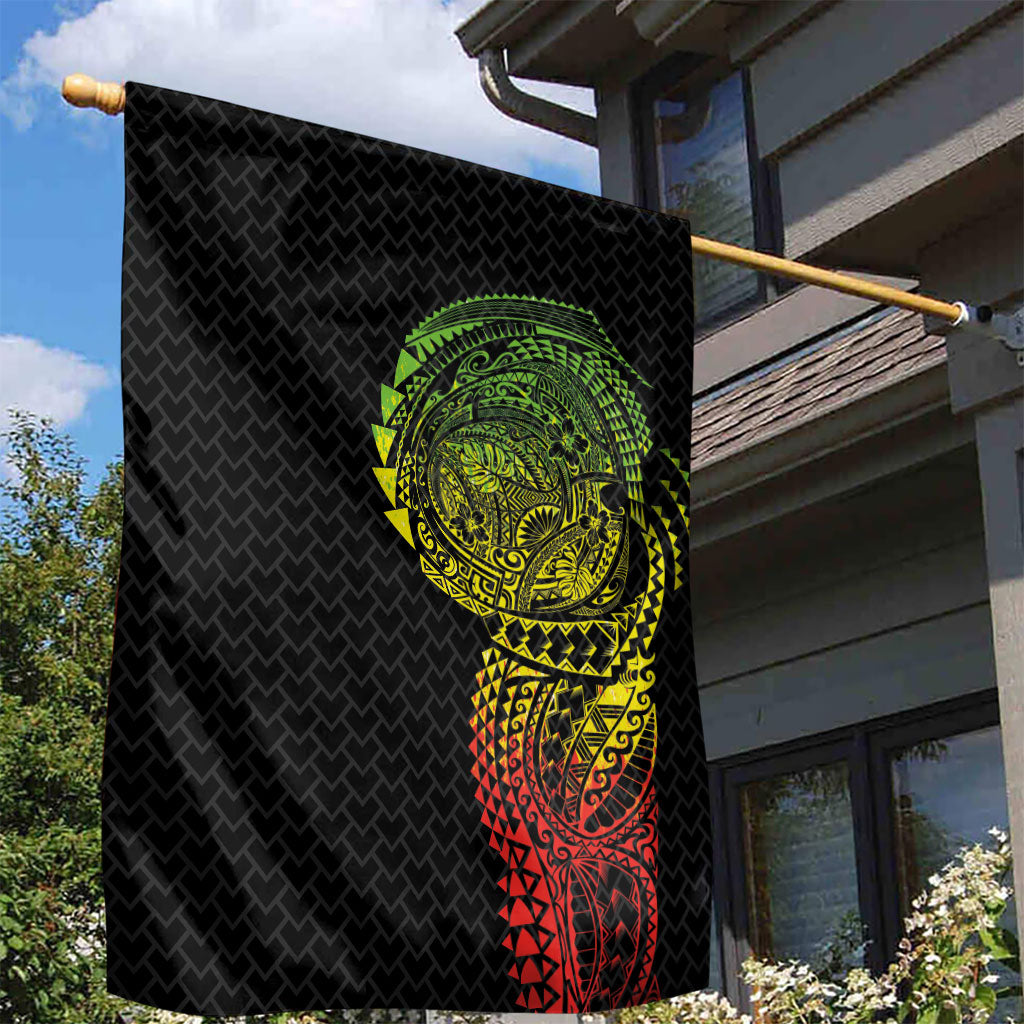 Hawaiian Traditional Tattoos Garden Flag Kakau Tribal Tropical Plant Motif Kanaka Maoli Flag Color Inspired LT03 - Polynesian Pride