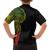 Hawaiian Traditional Tattoos Hawaiian Shirt Kakau Tribal Tropical Plant Motif Kanaka Maoli Flag Color Inspired LT03 - Polynesian Pride