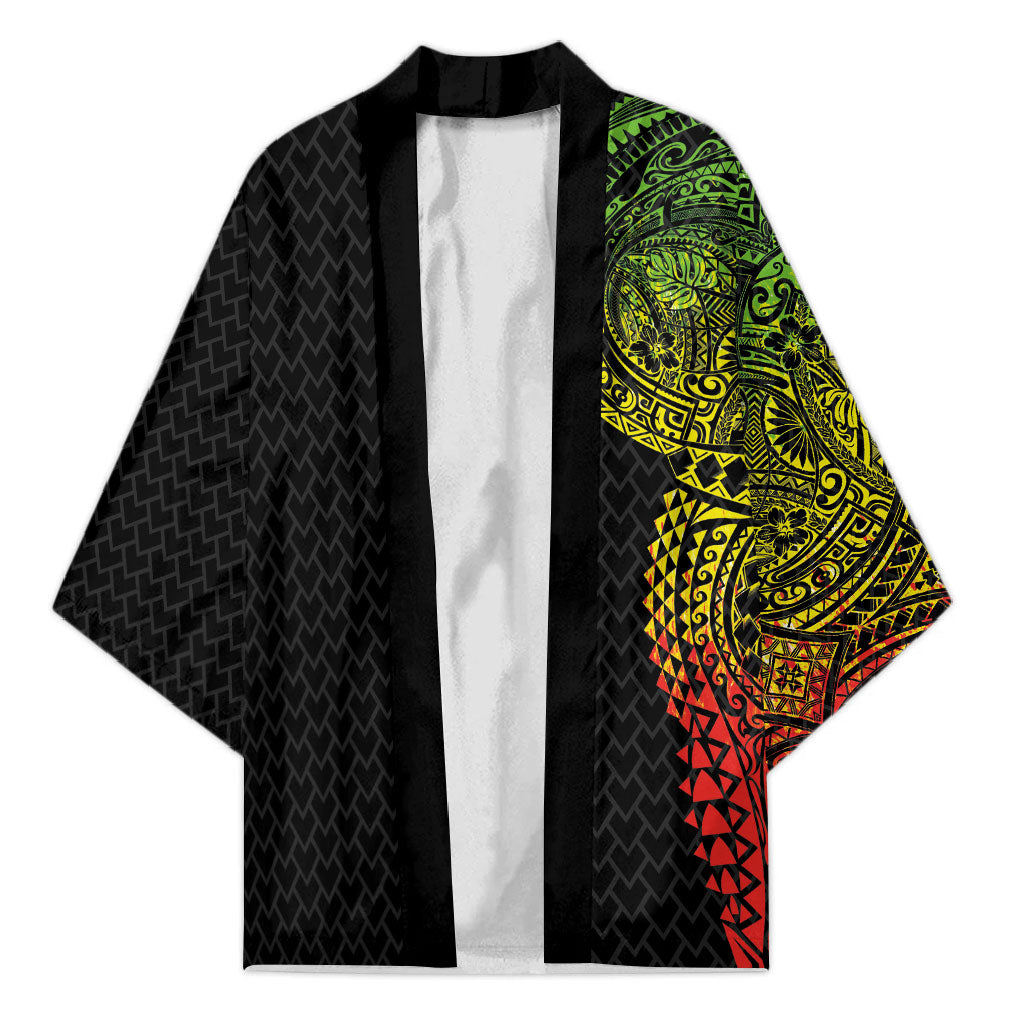 Hawaiian Traditional Tattoos Kimono Kakau Tribal Tropical Plant Motif Kanaka Maoli Flag Color Inspired