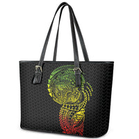 Hawaiian Traditional Tattoos Leather Tote Bag Kakau Tribal Tropical Plant Motif Kanaka Maoli Flag Color Inspired LT03 - Polynesian Pride