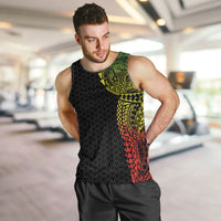Hawaiian Traditional Tattoos Men Tank Top Kakau Tribal Tropical Plant Motif Kanaka Maoli Flag Color Inspired LT03 Multicolor - Polynesian Pride