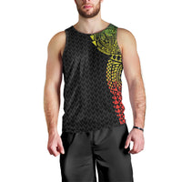 Hawaiian Traditional Tattoos Men Tank Top Kakau Tribal Tropical Plant Motif Kanaka Maoli Flag Color Inspired LT03 - Polynesian Pride