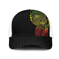 Hawaiian Traditional Tattoos Mesh Trucker Cap Kakau Tribal Tropical Plants Motif Kanaka Maoli Flag Color Inspired LT03 One Size White Multicolor - Polynesian Pride