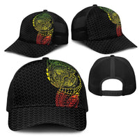 Hawaiian Traditional Tattoos Mesh Trucker Cap Kakau Tribal Tropical Plants Motif Kanaka Maoli Flag Color Inspired LT03 - Polynesian Pride