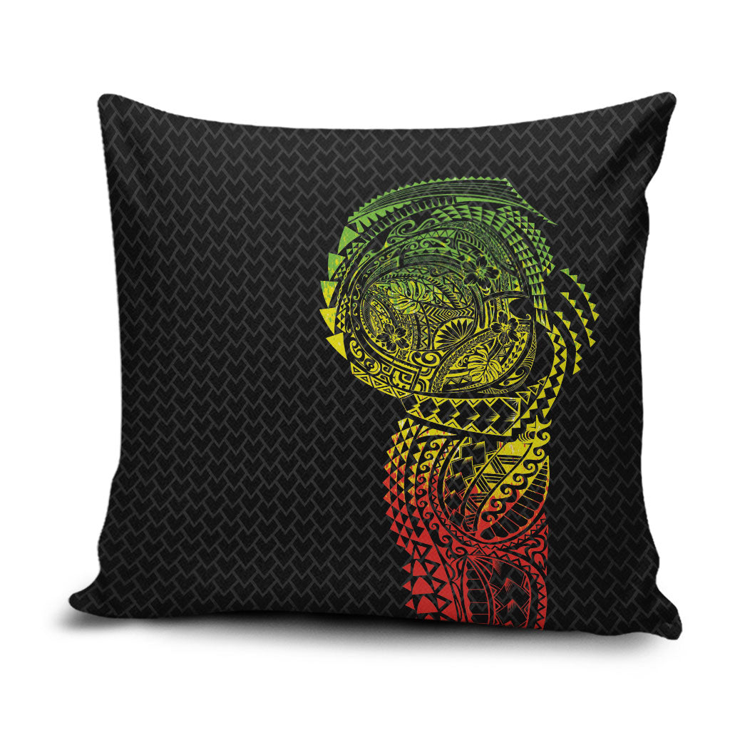 Hawaiian Traditional Tattoos Pillow Cover Kakau Tribal Tropical Plant Motif Kanaka Maoli Flag Color Inspired LT03 Multicolor - Polynesian Pride