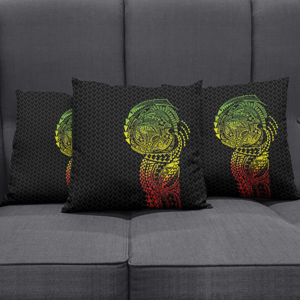 Hawaiian Traditional Tattoos Pillow Cover Kakau Tribal Tropical Plant Motif Kanaka Maoli Flag Color Inspired LT03 - Polynesian Pride