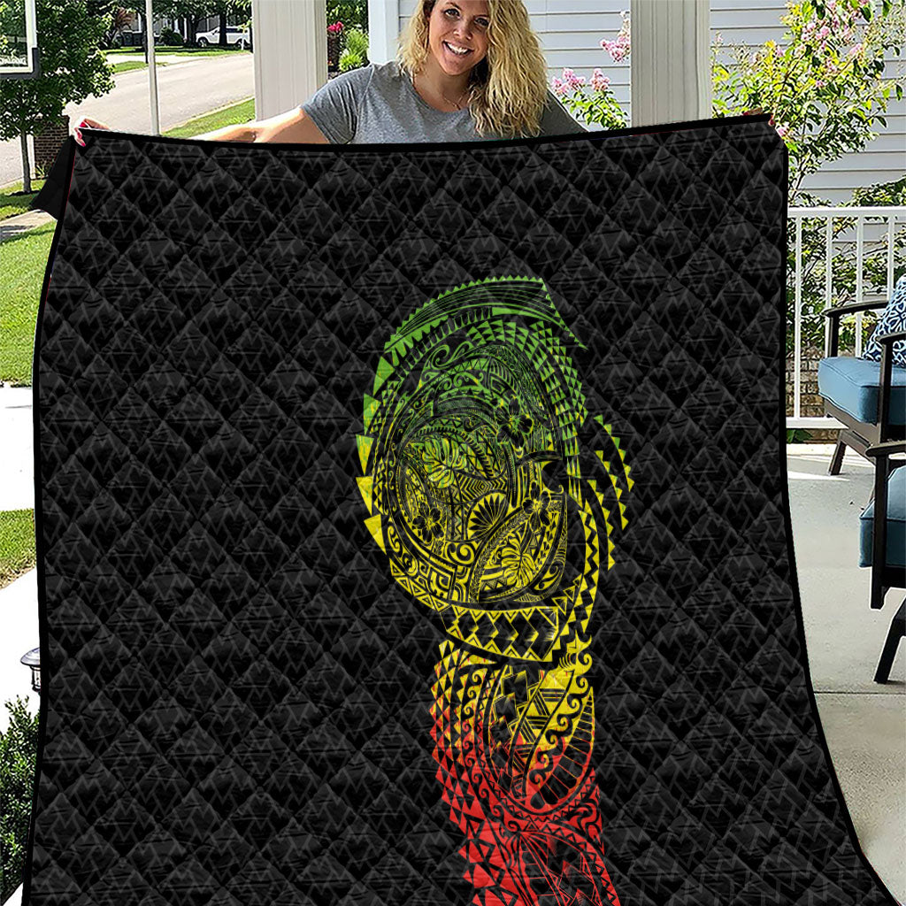 Hawaiian Traditional Tattoos Quilt Kakau Tribal Tropical Plant Motif Kanaka Maoli Flag Color Inspired LT03 Multicolor - Polynesian Pride