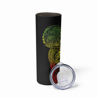 Hawaiian Traditional Tattoos Skinny Tumbler Kakau Tribal Tropical Plant Motif Kanaka Maoli Flag Color Inspired LT03 - Polynesian Pride