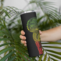 Hawaiian Traditional Tattoos Skinny Tumbler Kakau Tribal Tropical Plant Motif Kanaka Maoli Flag Color Inspired LT03 - Polynesian Pride