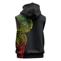 Hawaiian Traditional Tattoos Sleeveless Hoodie Kakau Tribal Tropical Plant Motif Kanaka Maoli Flag Color Inspired LT03 - Polynesian Pride
