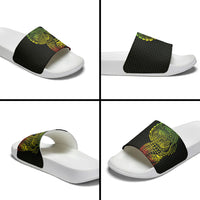 Hawaiian Traditional Tattoos Slide Sandals Kakau Tribal Tropical Plant Motif Kanaka Maoli Flag Color Inspired LT03 - Polynesian Pride