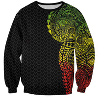 Hawaiian Traditional Tattoos Sweatshirt Kakau Tribal Tropical Plant Motif Kanaka Maoli Flag Color Inspired LT03 Unisex Multicolor - Polynesian Pride