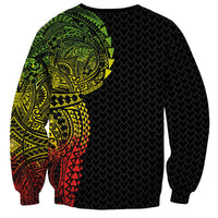 Hawaiian Traditional Tattoos Sweatshirt Kakau Tribal Tropical Plant Motif Kanaka Maoli Flag Color Inspired LT03 - Polynesian Pride