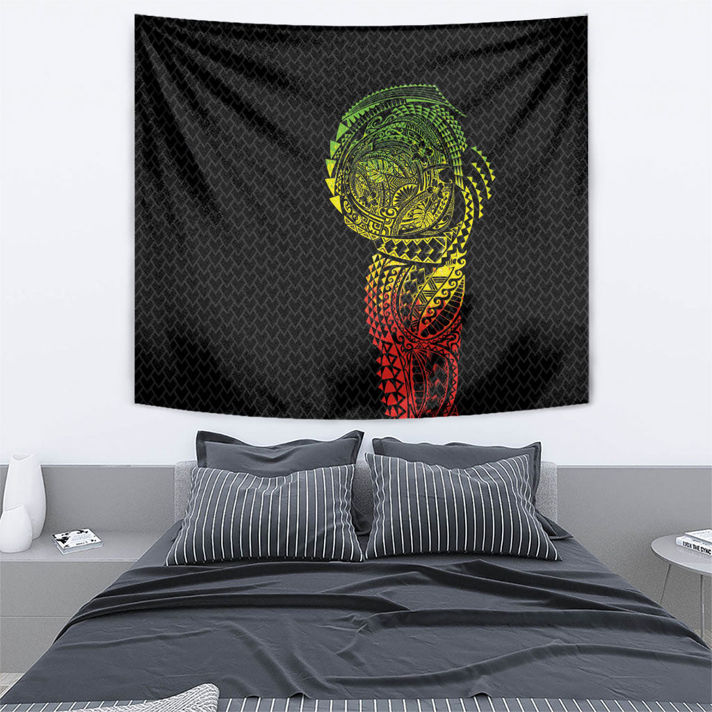 Hawaiian Traditional Tattoos Tapestry Kakau Tribal Tropical Plant Motif Kanaka Maoli Flag Color Inspired LT03 - Polynesian Pride