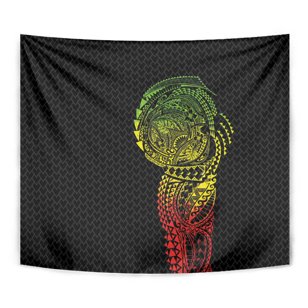 Hawaiian Traditional Tattoos Tapestry Kakau Tribal Tropical Plant Motif Kanaka Maoli Flag Color Inspired LT03 - Polynesian Pride