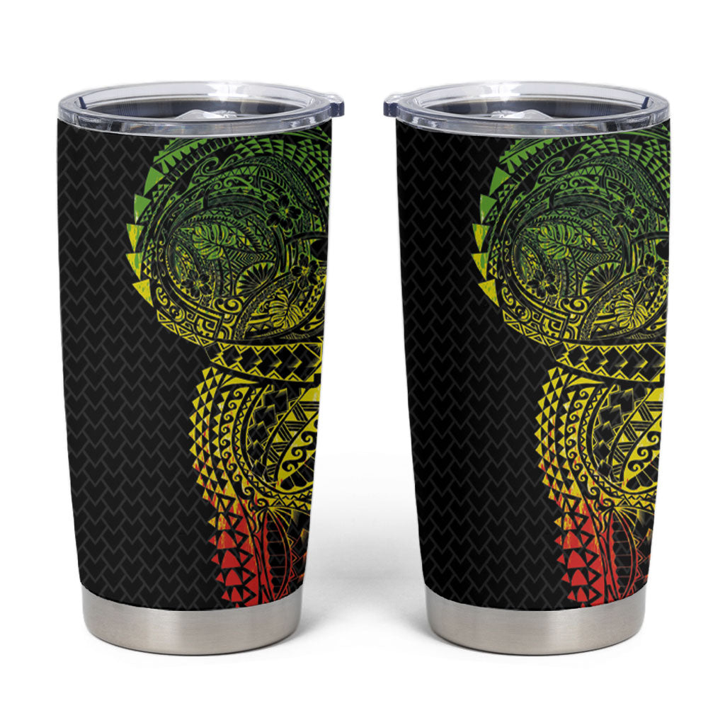 Hawaiian Traditional Tattoos Tumbler Cup Kakau Tribal Tropical Plant Motif Kanaka Maoli Flag Color Inspired LT03 Multicolor - Polynesian Pride