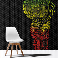 Hawaiian Traditional Tattoos Window Curtain Kakau Tribal Tropical Plant Motif Kanaka Maoli Flag Color Inspired LT03 - Polynesian Pride