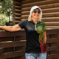 Hawaiian Traditional Tattoos Women Polo Shirt Kakau Tribal Tropical Plant Motif Kanaka Maoli Flag Color Inspired LT03 - Polynesian Pride