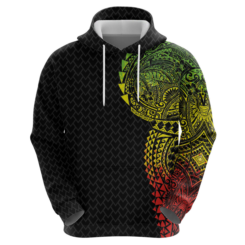 Hawaiian Traditional Tattoos Zip Hoodie Kakau Tribal Tropical Plant Motif Kanaka Maoli Flag Color Inspired LT03 - Polynesian Pride