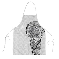 Hawaiian Traditional Tattoos Apron Kakau Tribal Tropical Plant Motif White Color LT03 White - Polynesian Pride