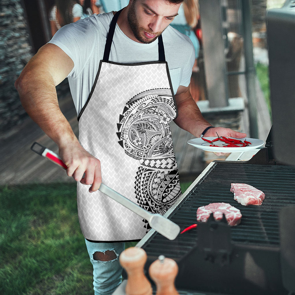 Hawaiian Traditional Tattoos Apron Kakau Tribal Tropical Plant Motif White Color LT03 - Polynesian Pride