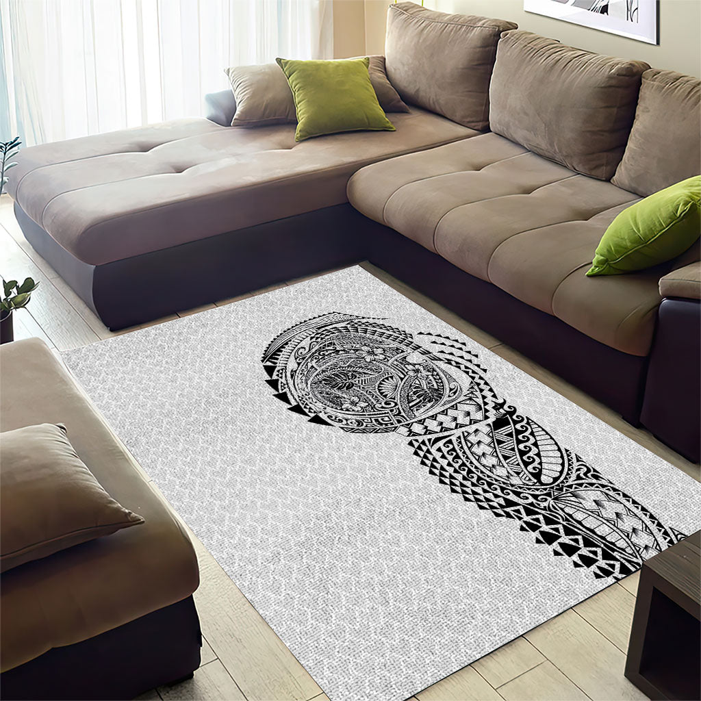 Hawaiian Traditional Tattoos Area Rug Kakau Tribal Tropical Plant Motif White Color LT03 - Polynesian Pride