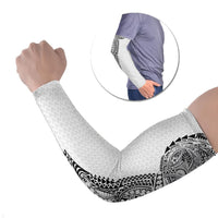 Hawaiian Traditional Tattoos Arm Sleeves Kakau Tribal Tropical Plant Motif White Color LT03 Set of 2 White - Polynesian Pride
