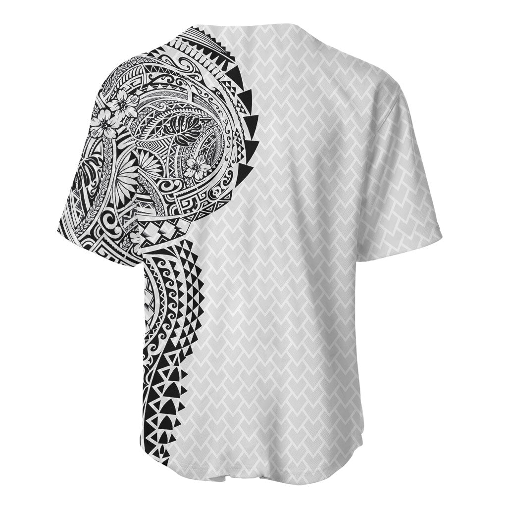 Hawaiian Traditional Tattoos Baseball Jersey Kakau Tribal Tropical Plant Motif White Color LT03 - Polynesian Pride