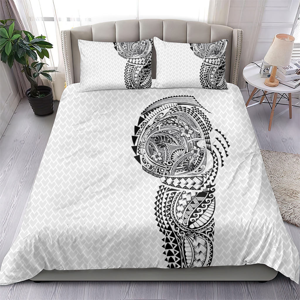 Hawaiian Traditional Tattoos Bedding Set Kakau Tribal Tropical Plant Motif White Color LT03 - Polynesian Pride