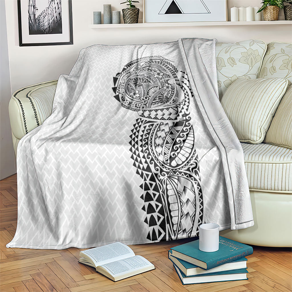 Hawaiian Traditional Tattoos Blanket Kakau Tribal Tropical Plant Motif White Color LT03 White - Polynesian Pride