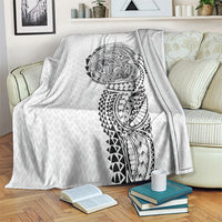 Hawaiian Traditional Tattoos Blanket Kakau Tribal Tropical Plant Motif White Color LT03 White - Polynesian Pride