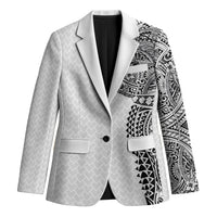 Hawaiian Traditional Tattoos Blazer Kakau Tribal Tropical Plant Motif White Color LT03 Unisex White - Polynesian Pride