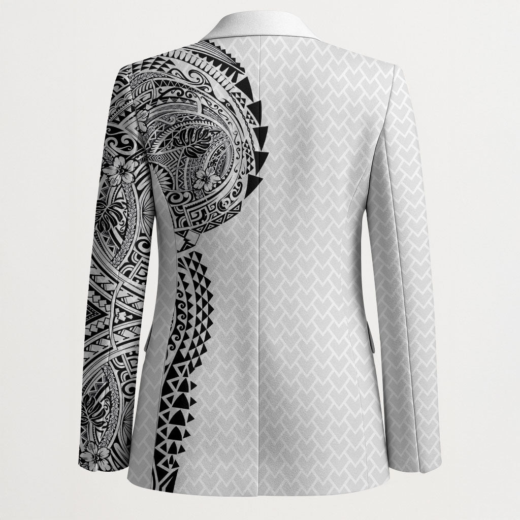 Hawaiian Traditional Tattoos Blazer Kakau Tribal Tropical Plant Motif White Color LT03 - Polynesian Pride