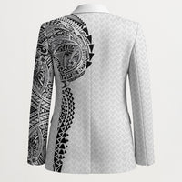 Hawaiian Traditional Tattoos Blazer Kakau Tribal Tropical Plant Motif White Color LT03 - Polynesian Pride