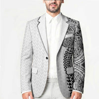 Hawaiian Traditional Tattoos Blazer Kakau Tribal Tropical Plant Motif White Color LT03 - Polynesian Pride