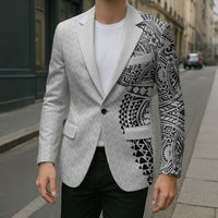 Hawaiian Traditional Tattoos Blazer Kakau Tribal Tropical Plant Motif White Color LT03 - Polynesian Pride