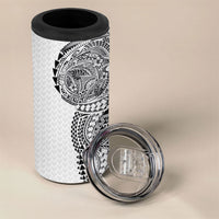 Hawaiian Traditional Tattoos 4 in 1 Can Cooler Tumbler Kakau Tribal Tropical Plant Motif White Color LT03 - Polynesian Pride