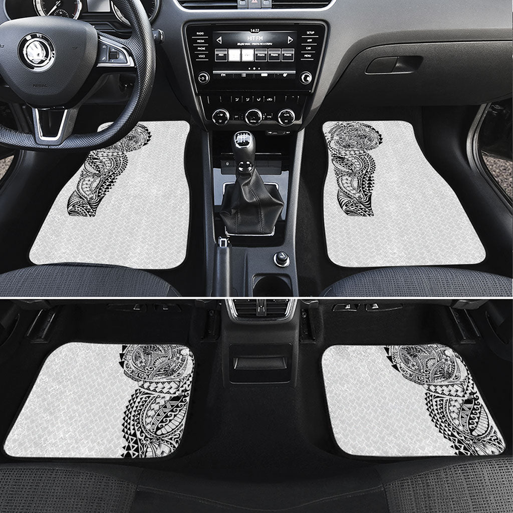 Hawaiian Traditional Tattoos Car Mats Kakau Tribal Tropical Plant Motif White Color LT03 Set 4pcs White - Polynesian Pride