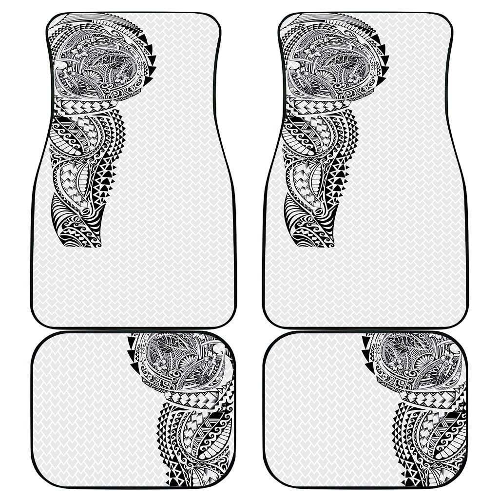 Hawaiian Traditional Tattoos Car Mats Kakau Tribal Tropical Plant Motif White Color LT03 - Polynesian Pride