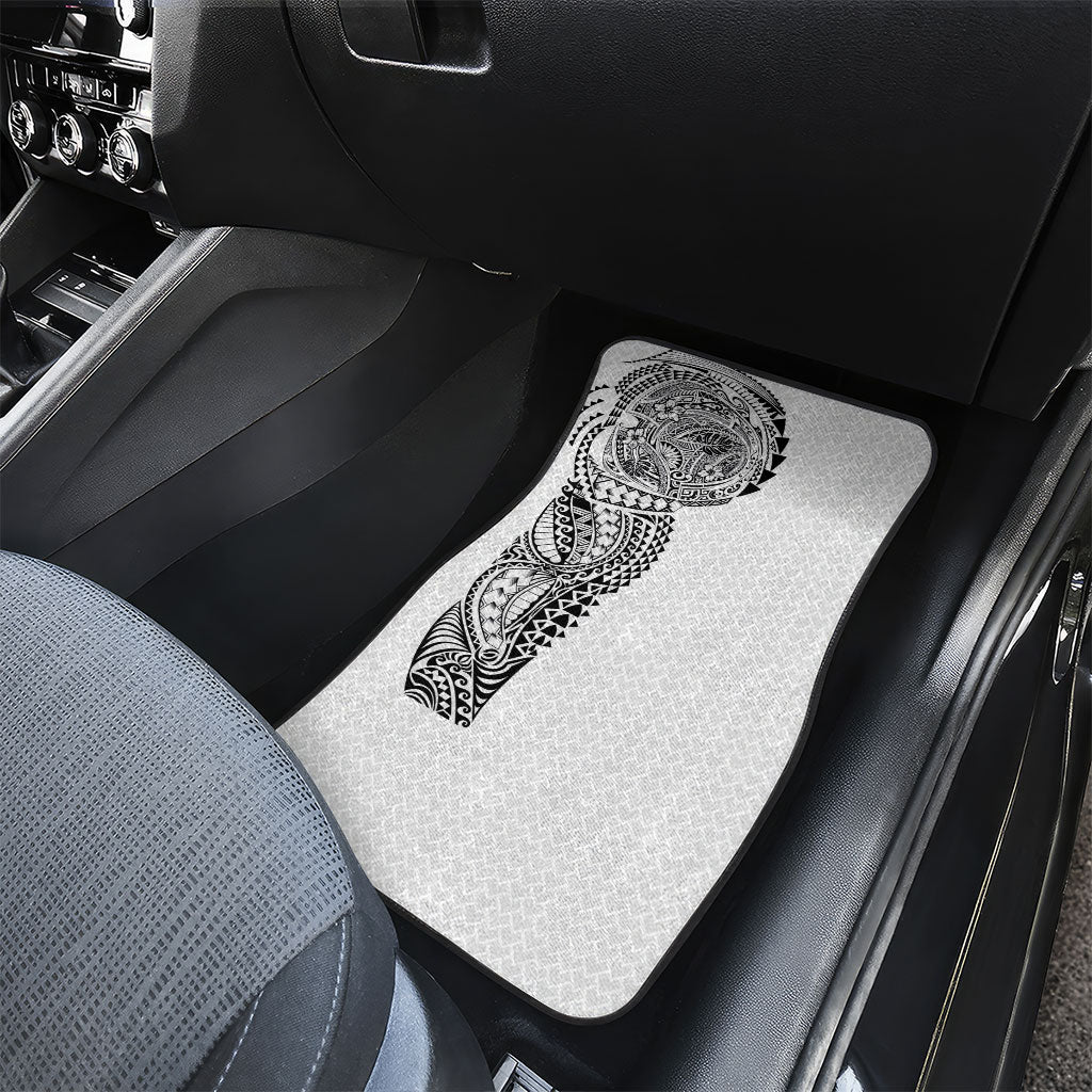 Hawaiian Traditional Tattoos Car Mats Kakau Tribal Tropical Plant Motif White Color LT03 - Polynesian Pride