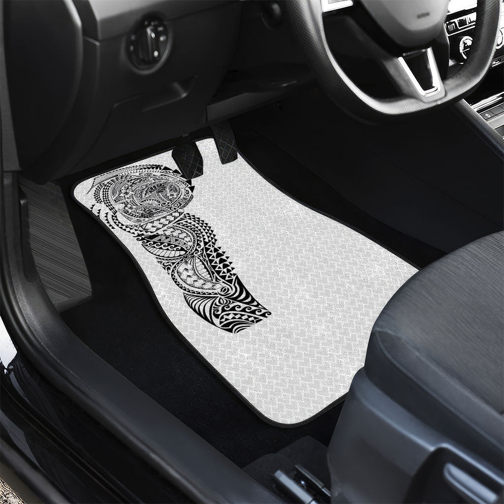 Hawaiian Traditional Tattoos Car Mats Kakau Tribal Tropical Plant Motif White Color LT03 - Polynesian Pride