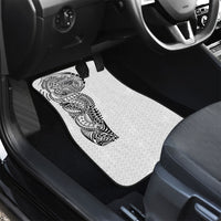 Hawaiian Traditional Tattoos Car Mats Kakau Tribal Tropical Plant Motif White Color LT03 - Polynesian Pride