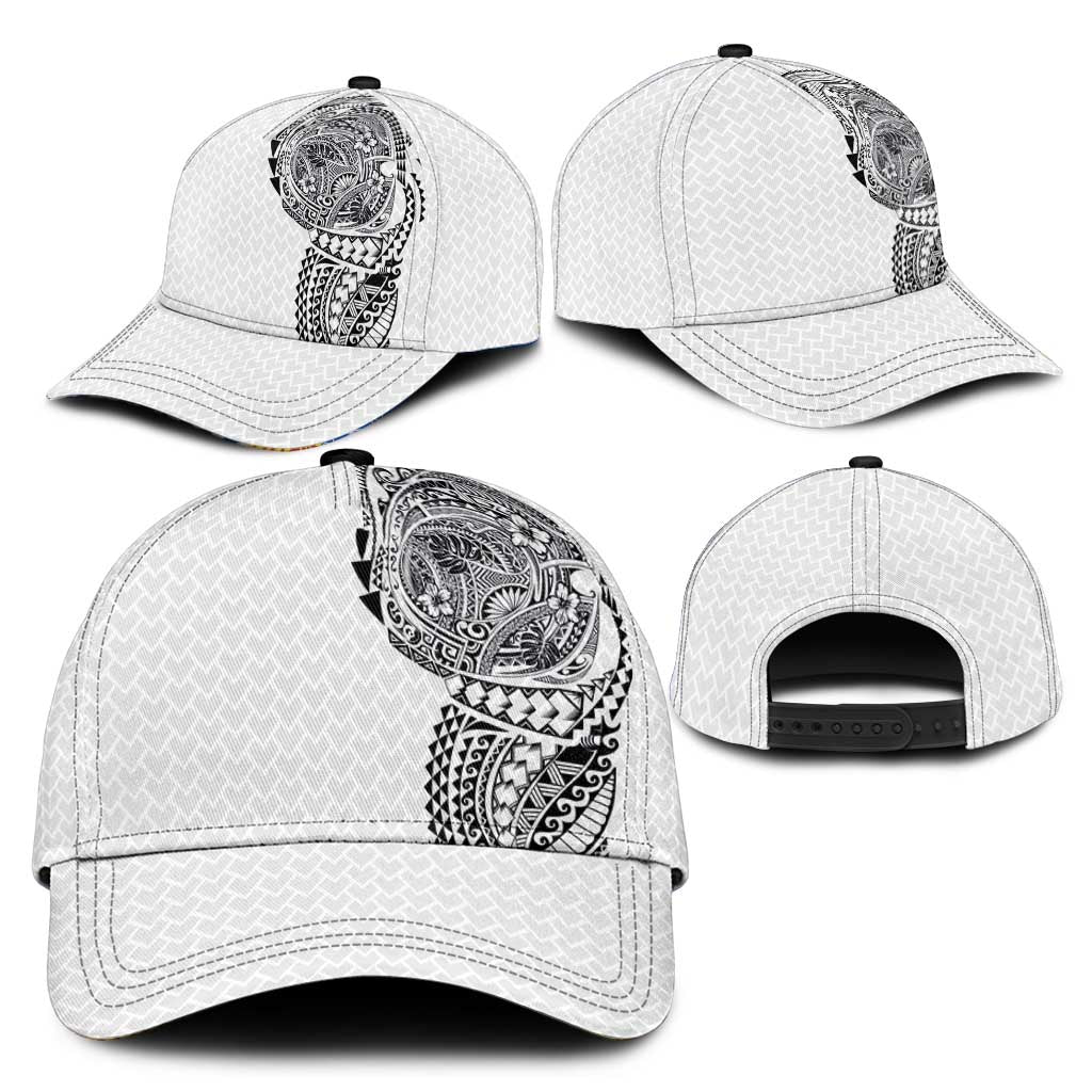 Hawaiian Traditional Tattoos Classic Cap Kakau Tribal Tropical Plants Motif White Color