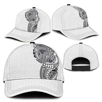 Hawaiian Traditional Tattoos Classic Cap Kakau Tribal Tropical Plants Motif White Color