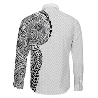 Hawaiian Traditional Tattoos Family Matching Puletasi and Hawaiian Shirt Kakau Tribal Tropical Plant Motif White Color LT03 - Polynesian Pride
