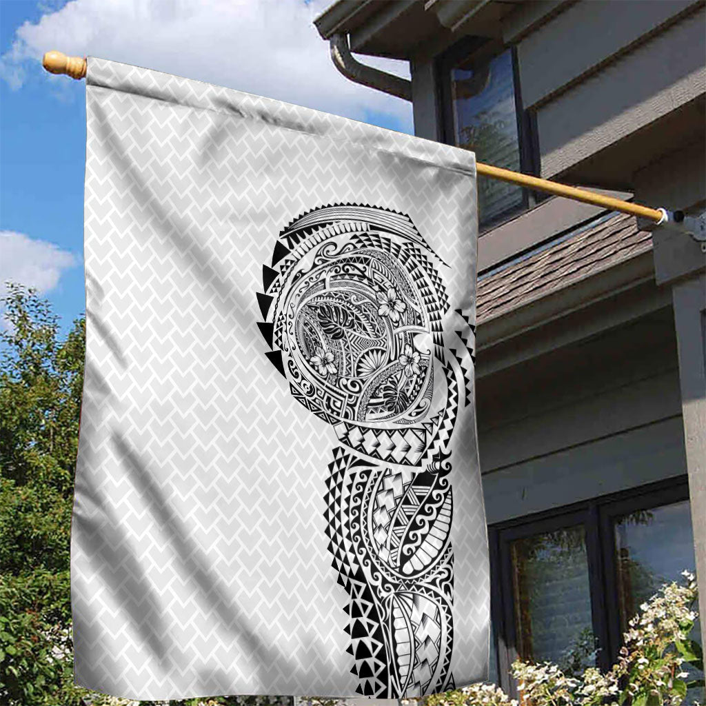 Hawaiian Traditional Tattoos Garden Flag Kakau Tribal Tropical Plant Motif White Color LT03 - Polynesian Pride