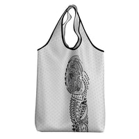 Hawaiian Traditional Tattoos Grocery Bag Kakau Tribal Tropical Plant Motif White Color LT03 - Polynesian Pride